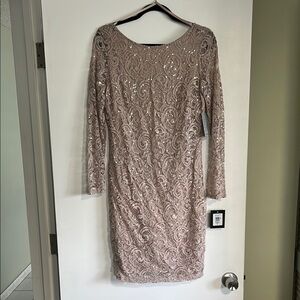 Elegant Pale Pink or Taupe Long Sleeve Marina Dress